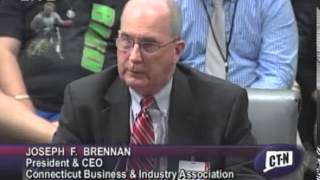 Joseph F Brennan CEO of CBIA testifies on Democrats tax package