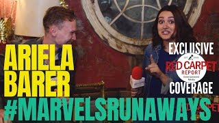 Ariela Barer interviewed MarvelsRunaways castcrew for Season 2 setvisit Hulu