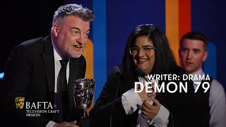 Bisha K Ali and Charlie Brooker win Writer Drama for Demon 79  BAFTA TV Craft Awards 2024