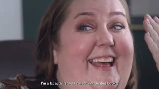 Aubrey Gordons vintage diet book collection  bleeped from YOUR FAT FRIEND a film by Jeanie Finlay