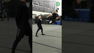 Martial Arts Stunt Fighting  Flying Sidekick into Corkscrew with Jeremy Marinas