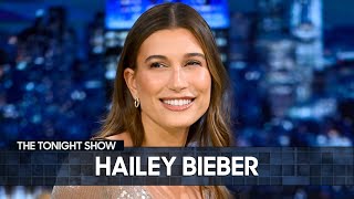 Hailey Bieber Talks Justin Bieber Hannah Montana and Her SkinCare Line Rhode  The Tonight Show