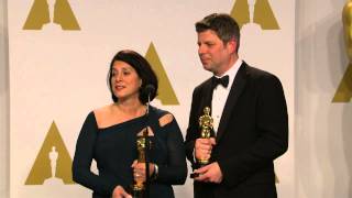 Oscars Adam Stockhausen  Anna Pinnock Backstage Interview 2015  ScreenSlam