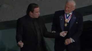 John Travolta  Astronaut Buzz Aldrin Dance  Give an Uma Thurman HairCut at Charity Gala