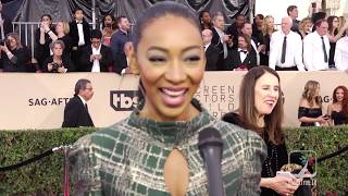 GET OUT star Betty Gabriel stops and talks to us at 2018 SAG Awards