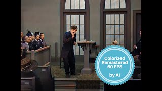 Colorized  60FPS by AI Charlie Chaplin  The Pilgrim  The Sermon Scene