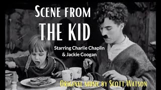 Scene from The Kid starring Charlie Chaplin and Jackie Coogan