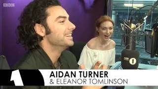 Poldarks Aidan Turner and Eleanor Tomlinson on The BBC Radio1 Breakfast Show with Nick Grimshaw