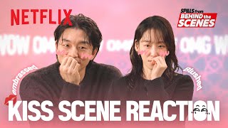 Reaction Seo Hyunjin and Gong Yoo watch their own kiss scene  The Trunk  Netflix ENG SUB