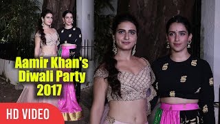 Two Gorgeous Dangal Girls Fatima Sana Shaikh And Sanya Malhotra At Aamir Khans Diwali Party 2017