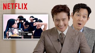 Lee Jungjae and Lee Byunghun React to FanMade Squid Game Content  Netflix