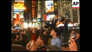 Reaction to victory of Barack Obama in Times Square Washington DC