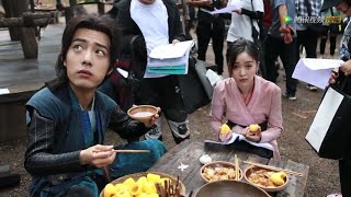 Douluo Continent  drama BTS 20210212 Xiao Zhan  Wu Xuanyi and the cast eating