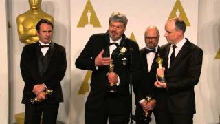 Oscars Paul Franklin Andrew Lockley Ian Hunter  Scott Fisher Backstage Interview 2015ScreenSlam