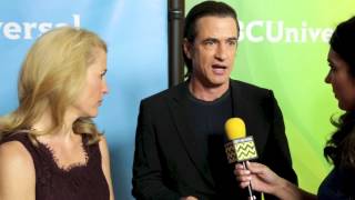 Dermot Mulroney and Gillian Anderson from Crisis  NBC Red Carpet  AfterBuzz TV Interview