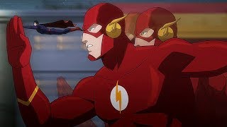 Flash and Superman run away from OmegaRays  Justice League War