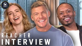 Reacher Interviews  Alan Ritchson Malcolm Goodwin Willa Fitzgerald and Lee Child