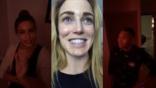 Caity Lotz with Franz Drameh  Juliana Harkavy  Instagram Live Stream  21 October 2017 Backstage