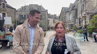 Luke Macfarlane with Serena B Miller on the set of Moriahs Lighthouse