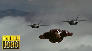 Tony Stark vs Two F22 Raptor Fighters in the movie IRON MAN 2008