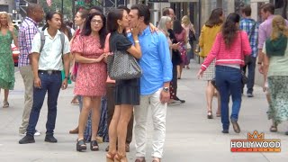 Mila Kunis kissing Finn Wittrock onset of Luckiest Girl Alive in New York