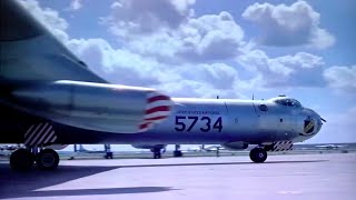 60fps HD Strategic Air Command 1955  USAF Convair B36 Bomber Peacemaker Take Off
