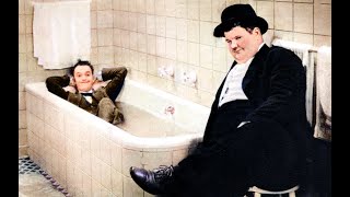 Laurel and Hardy Come Clean1931 in Color with Behind the Camera Pics Best Scenes