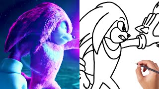 How to draw KNUCKLES 2  Sonic the hedgehog 2 the movie 2022  easy step by step tutorial trailer
