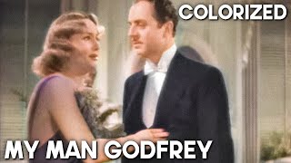 My Man Godfrey  COLORIZED  Romantic Drama  Old Comedy Film  William Powell