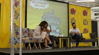 Nadia Hilker and Lindsey Morgan from The100 answering questions at German Comic Con in Munich 2017
