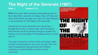 Movie Review The Night of the Generals 1967 HD