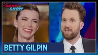 Betty Gilpin  Playing an AIFighting Nun on Mrs Davis  The Daily Show
