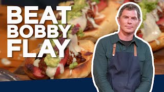 Bobby Flay Makes a Nacho Hot Dog  Beat Bobby Flay  Food Network